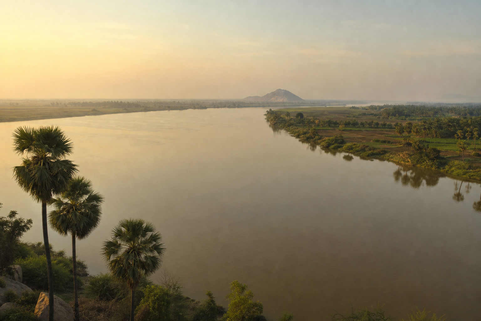 An impression of Krishna-country river land on the south bank, Guntur, India.